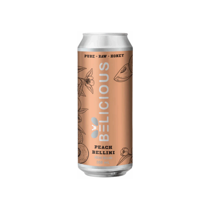 Belicious Peach Bellini Sparkling Honey Beverage (355 mL)