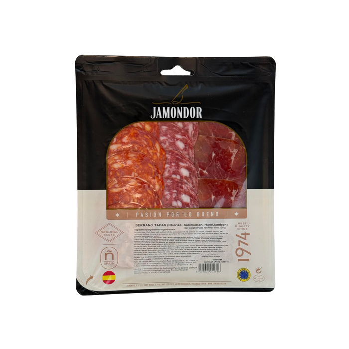 Jamondor Serrano Tapas with Chorizo, Salchichón & Serrano Ham (100 g)