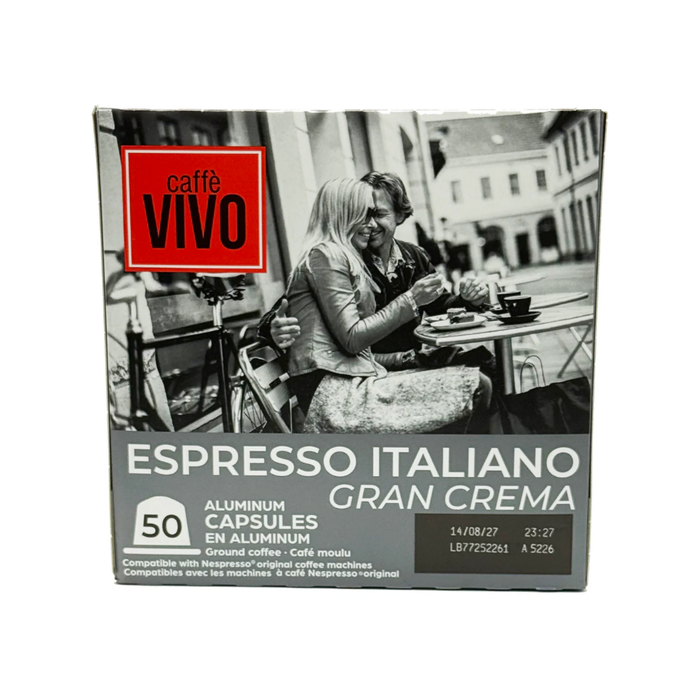Caffè Vivo Gran Crema Espresso Aluminum Capsules (50 x 5g)