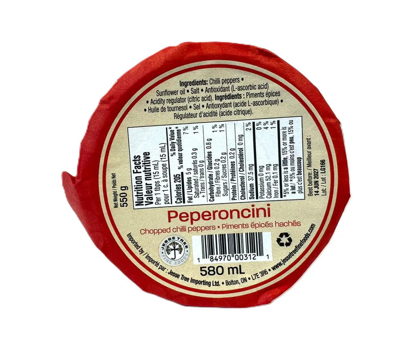 Jesse Tree Pepperoncini - Chopped Chillies in Oil (580 mL)